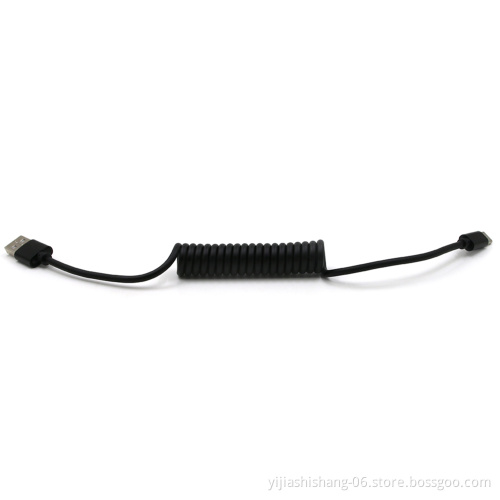 Wholesale Coiled Mini USB Cable Right-Angle 90 Degree USB 2.0A to Mini USB Spring Cable